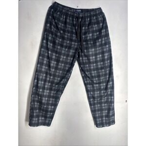 Chaps‎ Pajama Pants Men's L Gray/White/Plaid Fleece